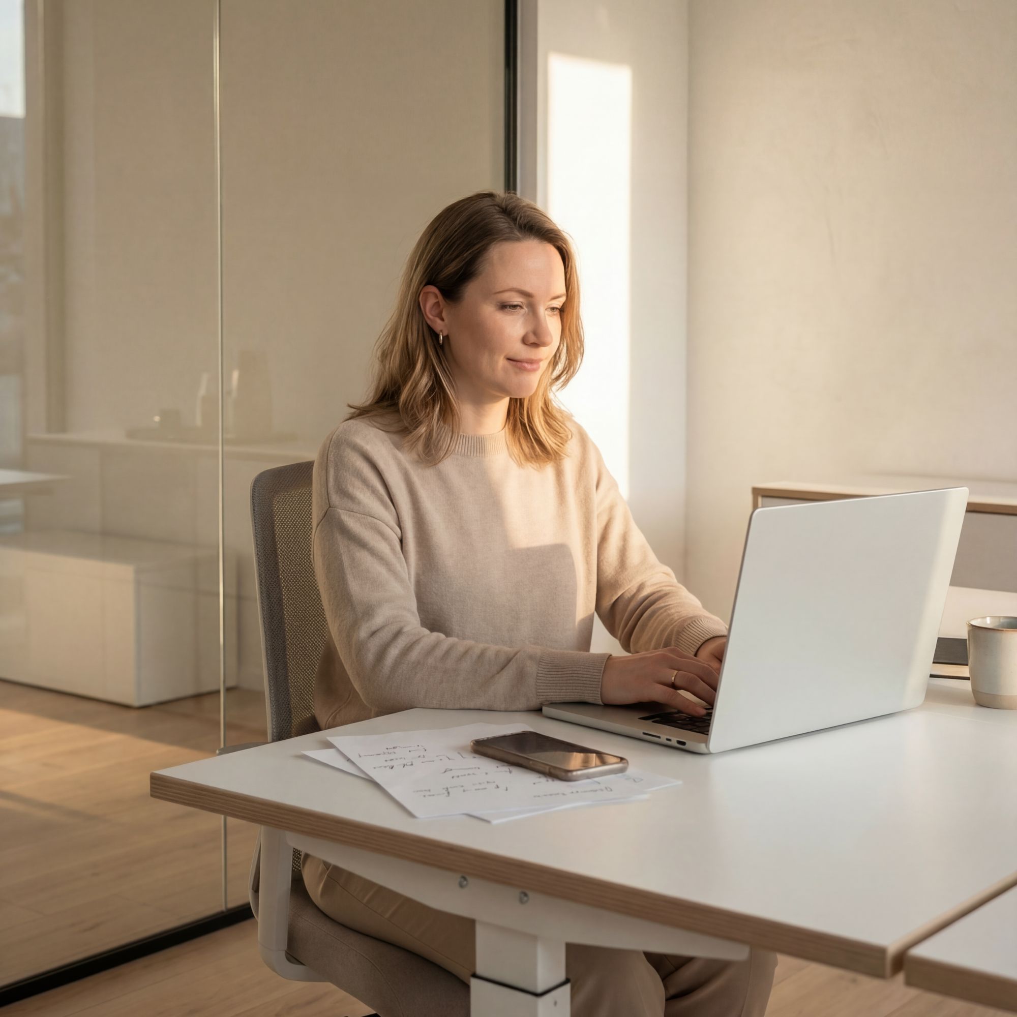 abuts woman working on laptop