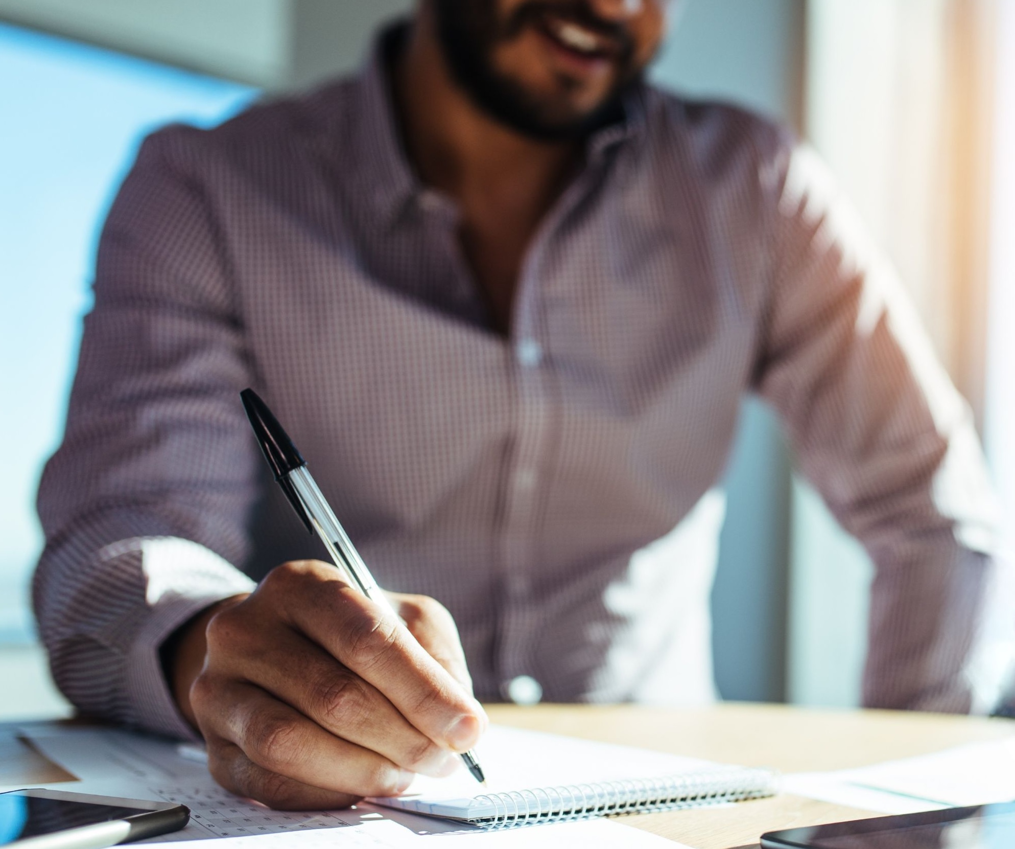 man writing